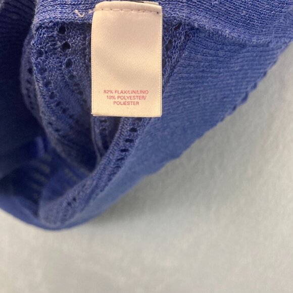 VICTORIA'S SECRET Flax Blend Short Sleeve Open Knit Sweater Size Small S Purple - Picture 7 of 10